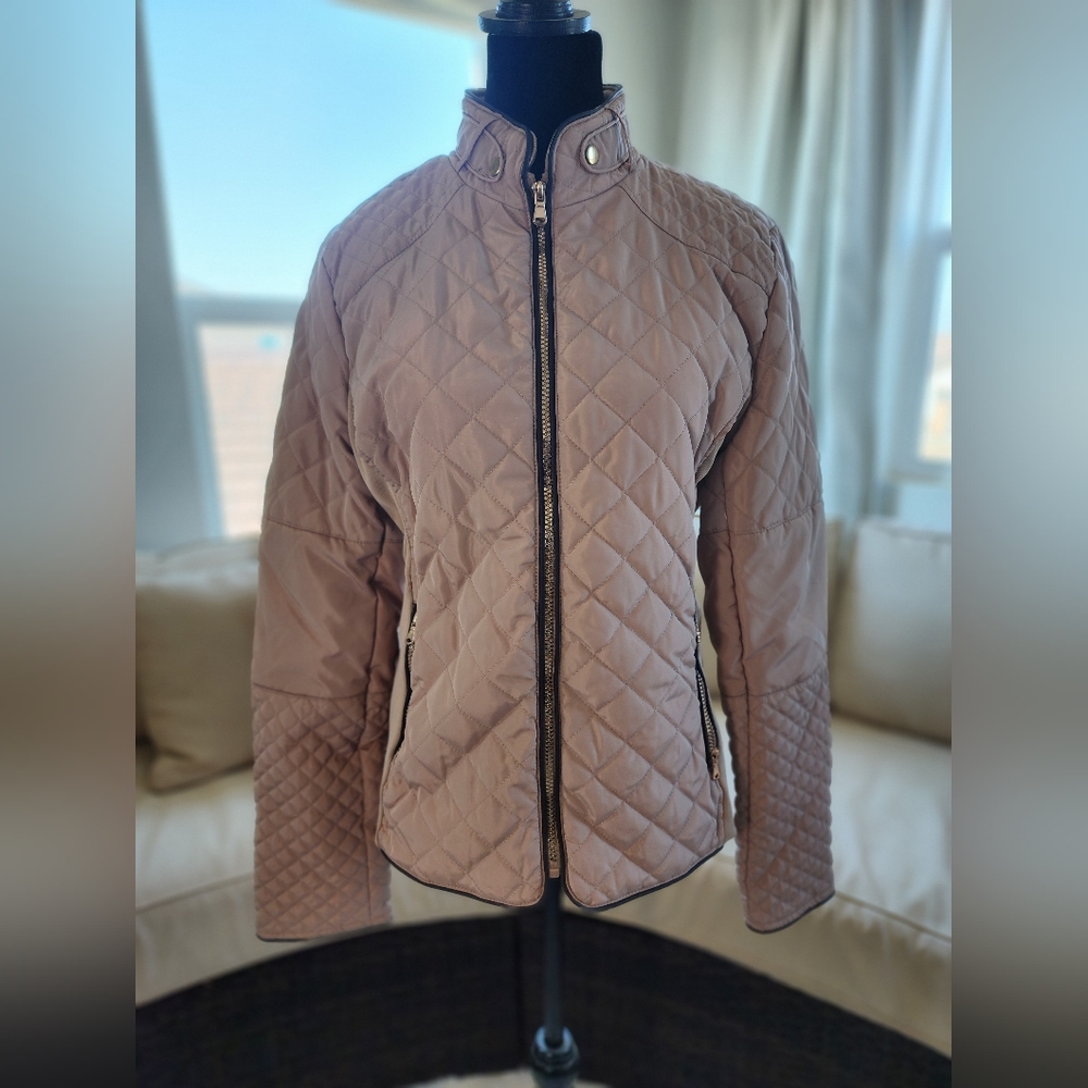Cavalini Quilted Full Zip Women's Jacket in Tan PXL